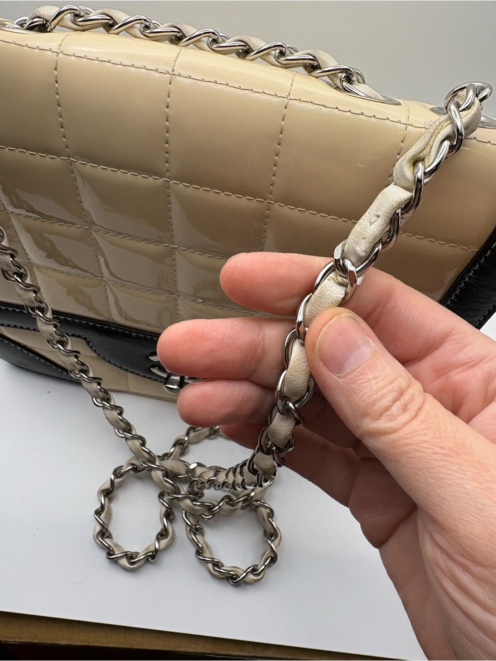 Authentic Chanel East West Chocolate Bar Flap Leather Handbag - Picture 7 of 14